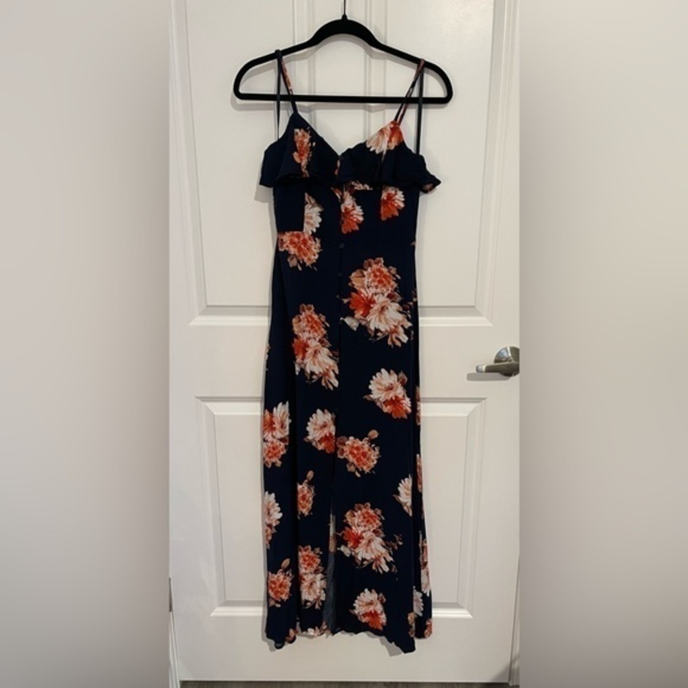 Band Of Gypsies Button Front Down Flounce Floral Maxi Dress 💕 - Picture 12 of 16
